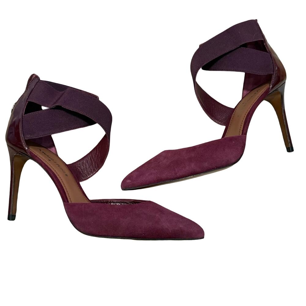 Donald J. Pliner Burgundy Criss Cross Prime Leather Pointy Toe Stiletto Heels 8 - Picture 3 of 12